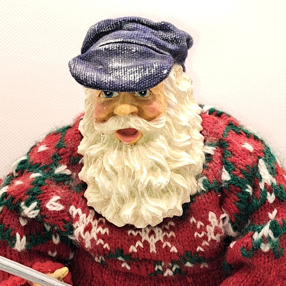 Vintage Golfing Santa Claus Christmas Figure With Sweater Golf Bag 9.5" Tall - Picture 2 of 5